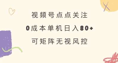 视频号点点关注,0成本单号80+,可矩阵,绿色正规,长期稳定【揭秘】-网赚副业网