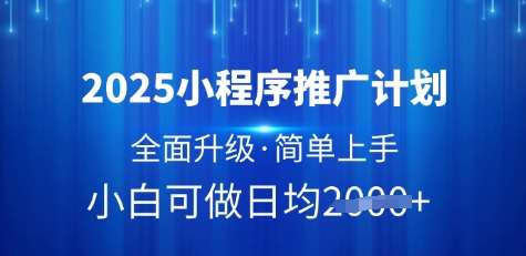 2025小程序推广计划,全面升级,简单上手,日均多张【揭秘】-网赚副业网