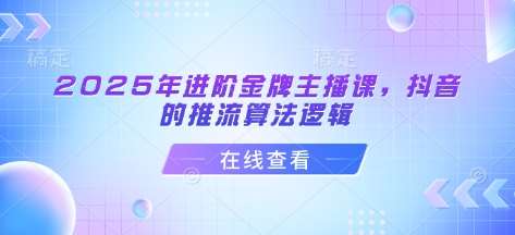 2025年进阶金牌主播课,抖音的推流算法逻辑-网赚副业网