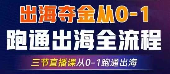 2025出海夺金从0-1跑通出海全流程,三节直播课从0-1跑通出海,教你用AI跑通全流程-网赚副业网