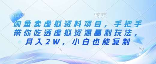 闲鱼卖虚拟资料项目,手把手带你吃透虚拟资源暴利玩法,月入2W,小白也能复制-网赚副业网