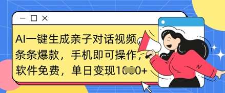 AI一键生成亲子对话视频,条条爆款,一部手机即可操作,单日变现数张-网赚副业网