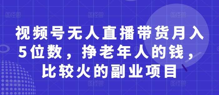 视频号无人直播带货月入5位数,挣老年人的钱,比较火的副业项目-网赚副业网