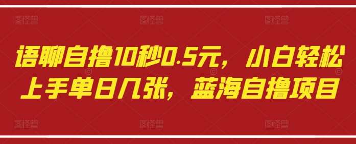 语聊自撸10秒0.5元，小白轻松上手单日几张，蓝海自撸项目-网赚副业网