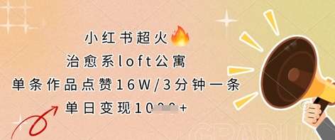 小红书超火的治愈系loft公寓,单条作品点赞16W,3分钟一条,单日变现数张-网赚副业网