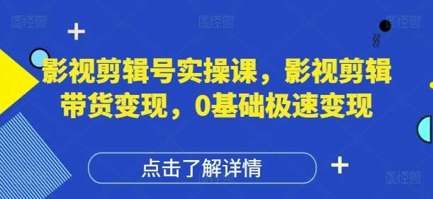 影视剪辑号实操课,影视剪辑带货变现,0基础极速变现-网赚副业网