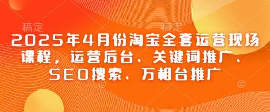 2025年4月份淘宝全套运营现场课程,运营后台、关键词推广、SEO搜索、万相台推广-网赚副业网