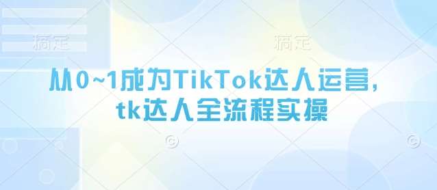 从0~1成为TikTok达人运营,tk达人全流程实操-网赚副业网