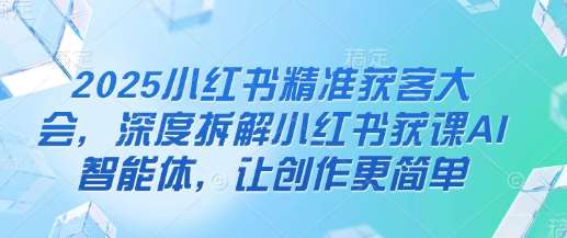 2025小红书精准获客大会,深度拆解小红书获课AI智能体,让创作更简单-网赚副业网