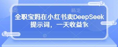 全职宝妈在小红书卖DeepSeek提示词,一天收益1k-网赚副业网