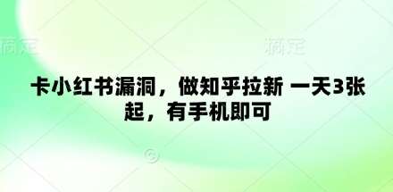 卡小红书漏洞，做知乎拉新 一天3张起，有手机即可-网赚副业网