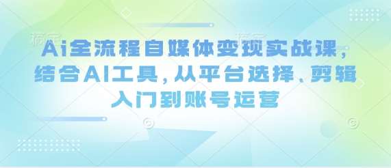 Ai全流程自媒体变现实战课,结合AI工具,从平台选择、剪辑入门到账号运营-网赚副业网