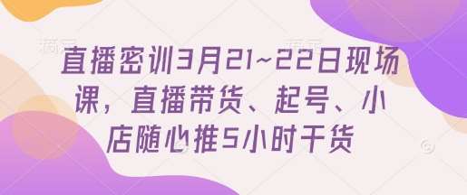 直播密训3月21~22日现场课,直播带货、起号、小店随心推5小时干货-网赚副业网