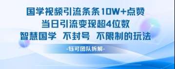 国学视频引流条条10W+点赞当日引流变现超4位数-网赚副业网