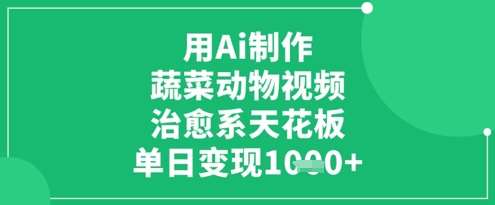 用Ai制作蔬菜动物视频,治愈系天花板,单日变现1k-网赚副业网