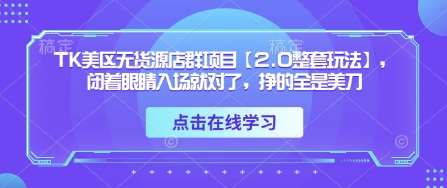 TK美区无货源店群项目【2.0整套玩法】,闭着眼睛入场就对了,挣的全是美刀-网赚副业网