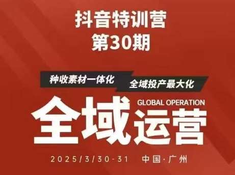 抖音特训营第30期线下培训资料,没有录音视频,正版整理的脑图资料及学员总结核心点-网赚副业网