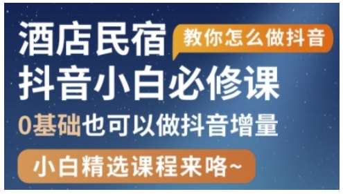 抖音本地生活酒店民宿运营,0基础也可以做抖音增量-网赚副业网