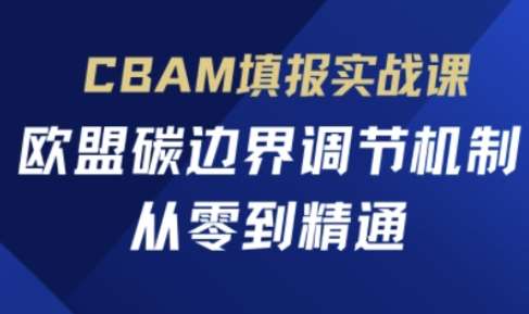 CBAM填报实战课,欧盟碳边界调节机制,从零到精通-网赚副业网