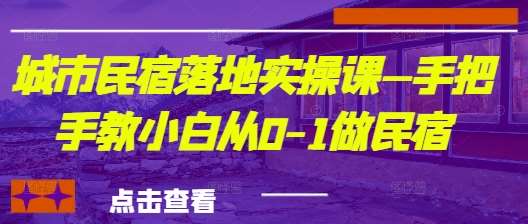 城市民宿落地实操课—手把手教小白从0-1做民宿-网赚副业网