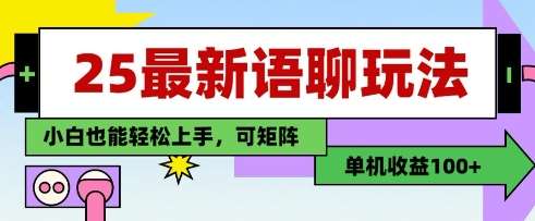 25年最新语聊玩法，纯手工，单机收益100+，小白也能轻松上手，可矩阵操作-网赚副业网