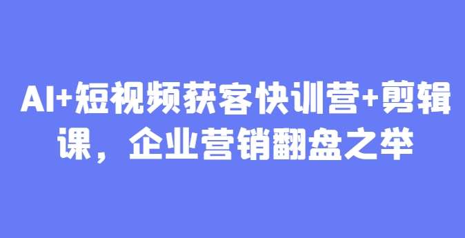 AI+短视频获客快训营+剪辑课,企业营销翻盘之举-网赚副业网