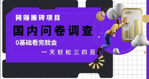 网创搬砖项目,国内问卷调查,0基础看完就会 一天轻松三四张,靠谱副业干就完了【揭秘】-网赚副业网