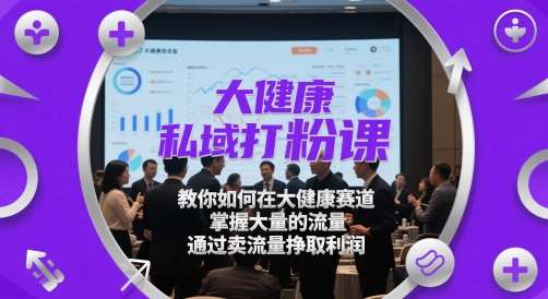 大健康私域打粉课，​教你如何在大健康赛道，掌握大量的流量，通过卖流量挣取利润-网赚副业网