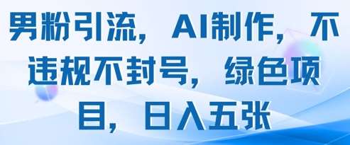 男粉引流,AI制作,不违规不封号,绿色项目,日入五张-网赚副业网