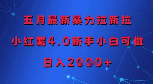 五月最新暴力拉新拉，小红薯4.0新手小白可做，日入多张-网赚副业网