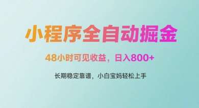 微信小程序全自动掘金,48小时可见收益,日入多张,长期稳定靠谱,小白宝妈轻松上手【揭秘】-网赚副业网