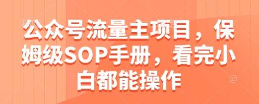 公众号流量主项目,保姆级SOP手册,看完小白都能操作-网赚副业网