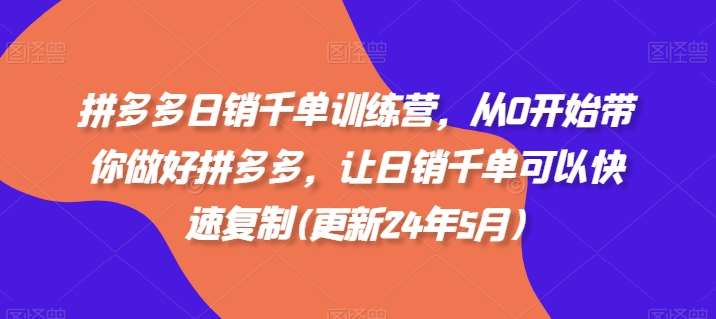 拼多多日销千单训练营,从0开始带你做好拼多多,让日销千单可以快速复制(更新25年5月)-网赚副业网
