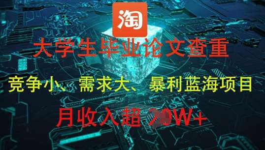 大学生毕业论文查重,暴利蓝海项目,月收入过1W+-网赚副业网