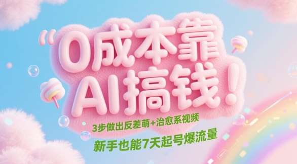 0成本靠AI搞钱!3步做出反差萌+治愈系视频,新手也能7天起号爆流量-网赚副业网