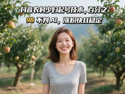 抖音农村少妇起号技术,百分之98不判AI,涨粉快且稳定-网赚副业网