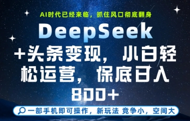 DeepSeek+头条变现,保姆级教学,小白轻松上手,日入8张+【揭秘】-网赚副业网