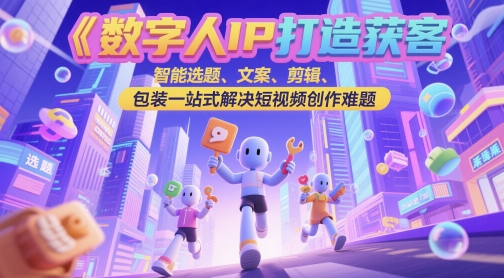 数字人IP打造获客变现实操课,智能选题、文案、剪辑、包装一站式解决短视频创作难题-网赚副业网