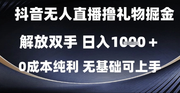 抖音无人直播撸礼物掘金,解放双手,日入1k,0成本纯利,无基础可上手【揭秘】-网赚副业网