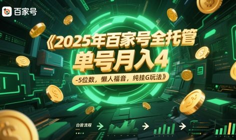 2025年百家号全托管,单号月入4-5位数,懒人福音,纯挂G玩法【揭秘】-网赚副业网