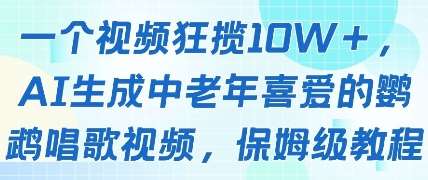 一个视频狂揽10W+点赞,AI生成中老年喜爱的鹦鹉唱歌视频,保姆级教程,轻松挣取创作者分成-网赚副业网