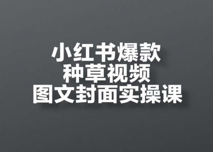 小红书爆款种草视频图文封面实操课,开店、选品、引流、变现全流程-网赚副业网