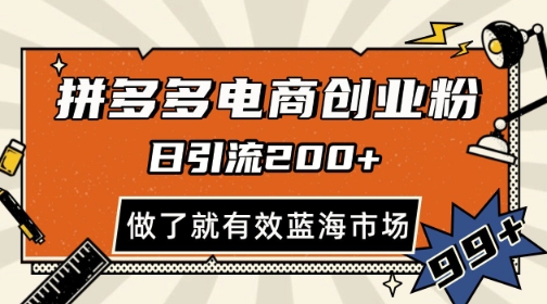 拼多多引流电商创业粉,日引200+,可矩阵放大,做了就有效【揭秘】-网赚副业网