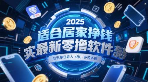 适合居家挣钱2025最新零撸软件，实测单日收入4张，多劳多得 一部手机即可操作【揭秘】-网赚副业网