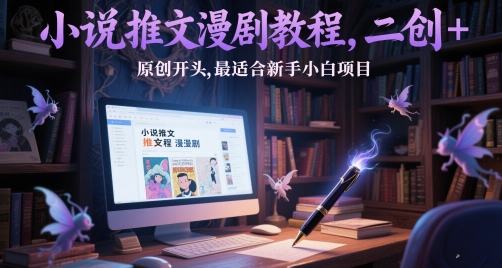 小说推文漫剧教程,二创+原创开头,最适合新手小白项目-网赚副业网