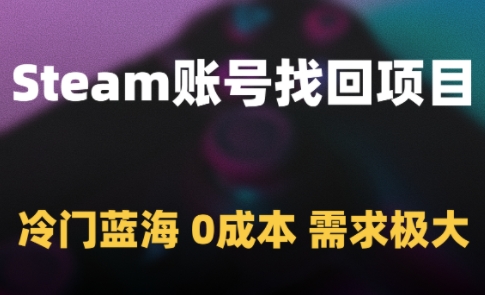 Steam账号找回项目，冷门蓝海，0成本，需求极大-网赚副业网