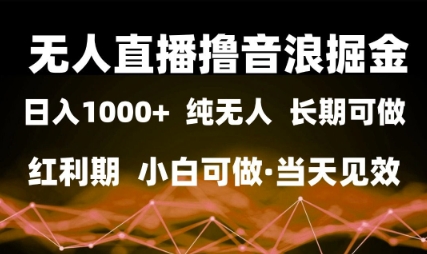 无人直播撸音浪掘金,日入1k+,纯无人红利期,小白可做,当天见效【揭秘】-网赚副业网