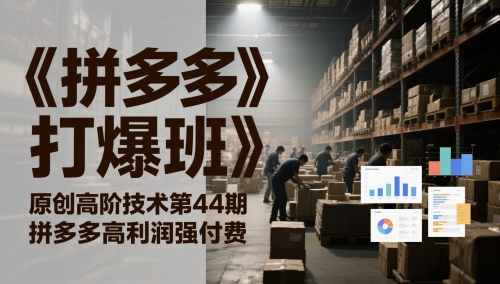 《拼多多打爆班》原创高阶技术第44期,拼多多高利润强付费-网赚副业网
