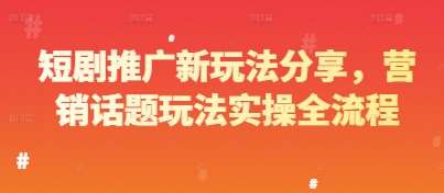 短剧推广新玩法分享,营销话题玩法实操全流程-网赚副业网