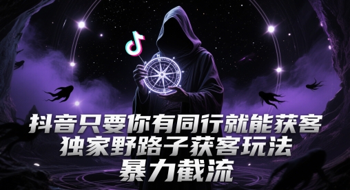 抖音只要你有同行就能获客，独家野路子获客玩法，暴力截流【揭秘】-网赚副业网